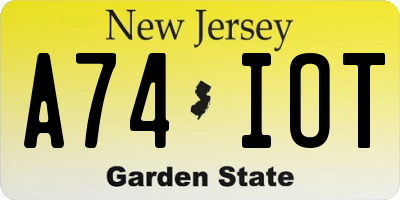 NJ license plate A74IOT