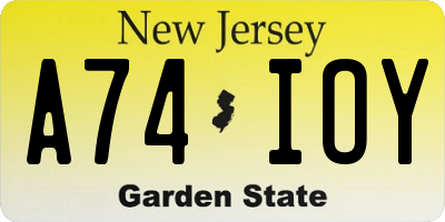 NJ license plate A74IOY