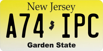 NJ license plate A74IPC