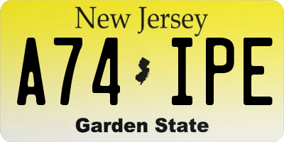 NJ license plate A74IPE