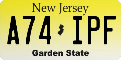 NJ license plate A74IPF