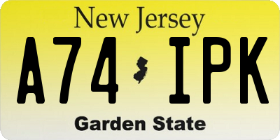 NJ license plate A74IPK