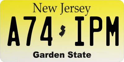 NJ license plate A74IPM