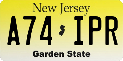 NJ license plate A74IPR