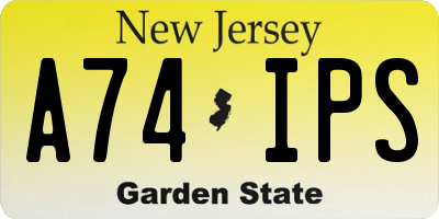 NJ license plate A74IPS