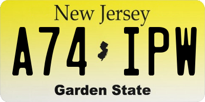 NJ license plate A74IPW