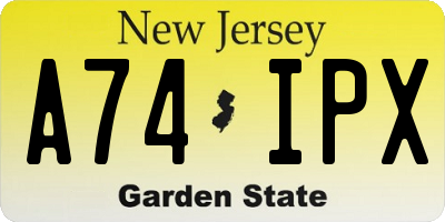NJ license plate A74IPX