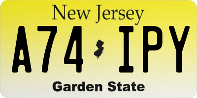 NJ license plate A74IPY