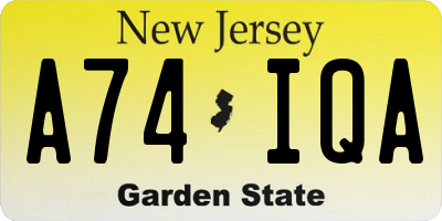 NJ license plate A74IQA