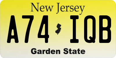 NJ license plate A74IQB