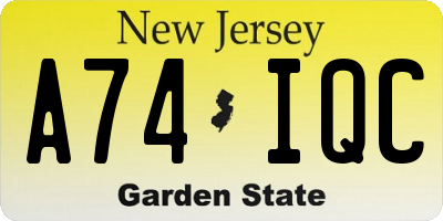 NJ license plate A74IQC