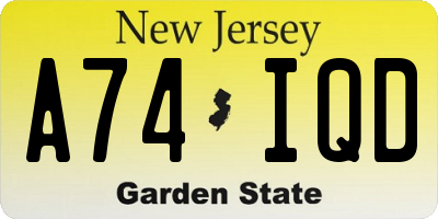 NJ license plate A74IQD