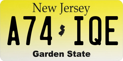 NJ license plate A74IQE