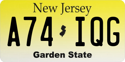 NJ license plate A74IQG