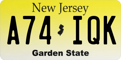 NJ license plate A74IQK