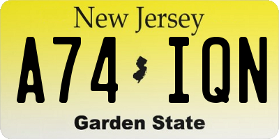 NJ license plate A74IQN