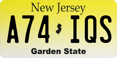 NJ license plate A74IQS