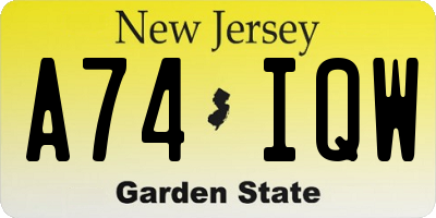 NJ license plate A74IQW