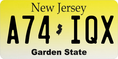 NJ license plate A74IQX