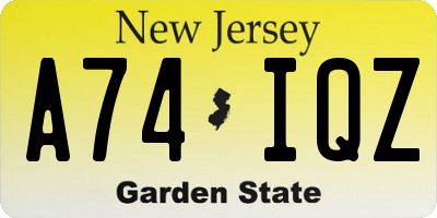 NJ license plate A74IQZ