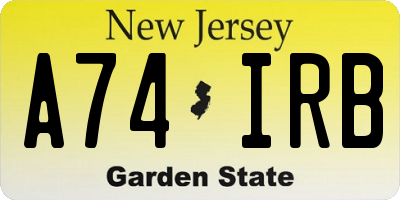 NJ license plate A74IRB