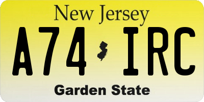 NJ license plate A74IRC