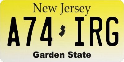 NJ license plate A74IRG