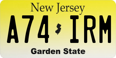 NJ license plate A74IRM
