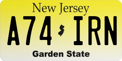 NJ license plate A74IRN