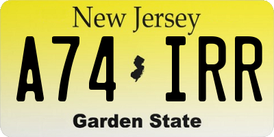 NJ license plate A74IRR