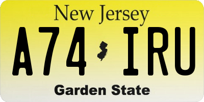 NJ license plate A74IRU
