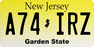 NJ license plate A74IRZ