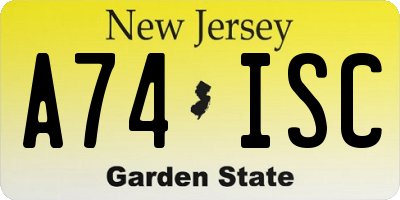NJ license plate A74ISC