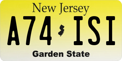 NJ license plate A74ISI