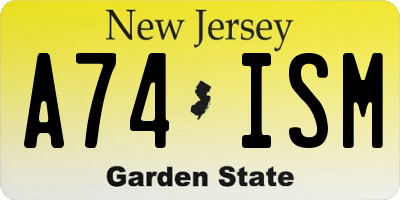 NJ license plate A74ISM
