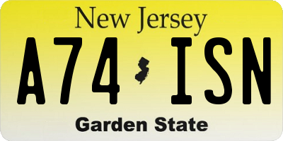 NJ license plate A74ISN