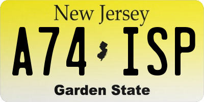 NJ license plate A74ISP