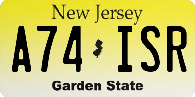 NJ license plate A74ISR
