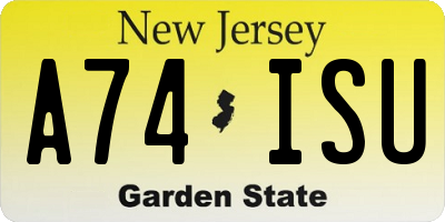 NJ license plate A74ISU