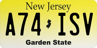 NJ license plate A74ISV