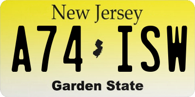 NJ license plate A74ISW