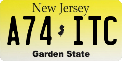 NJ license plate A74ITC