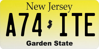 NJ license plate A74ITE
