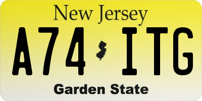 NJ license plate A74ITG