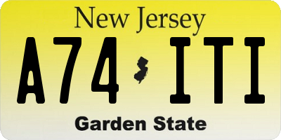 NJ license plate A74ITI