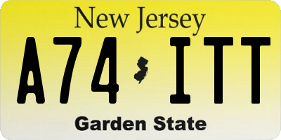 NJ license plate A74ITT