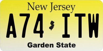 NJ license plate A74ITW