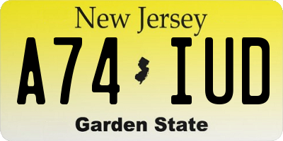 NJ license plate A74IUD