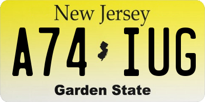 NJ license plate A74IUG
