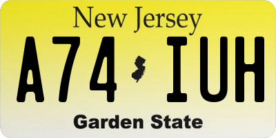 NJ license plate A74IUH